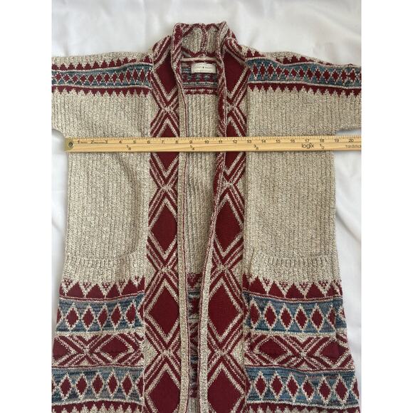 Lucky Brand Boho Tribal Knit Cardigan | Long Open Front Sweater | Women’s S - Picture 4 of 6